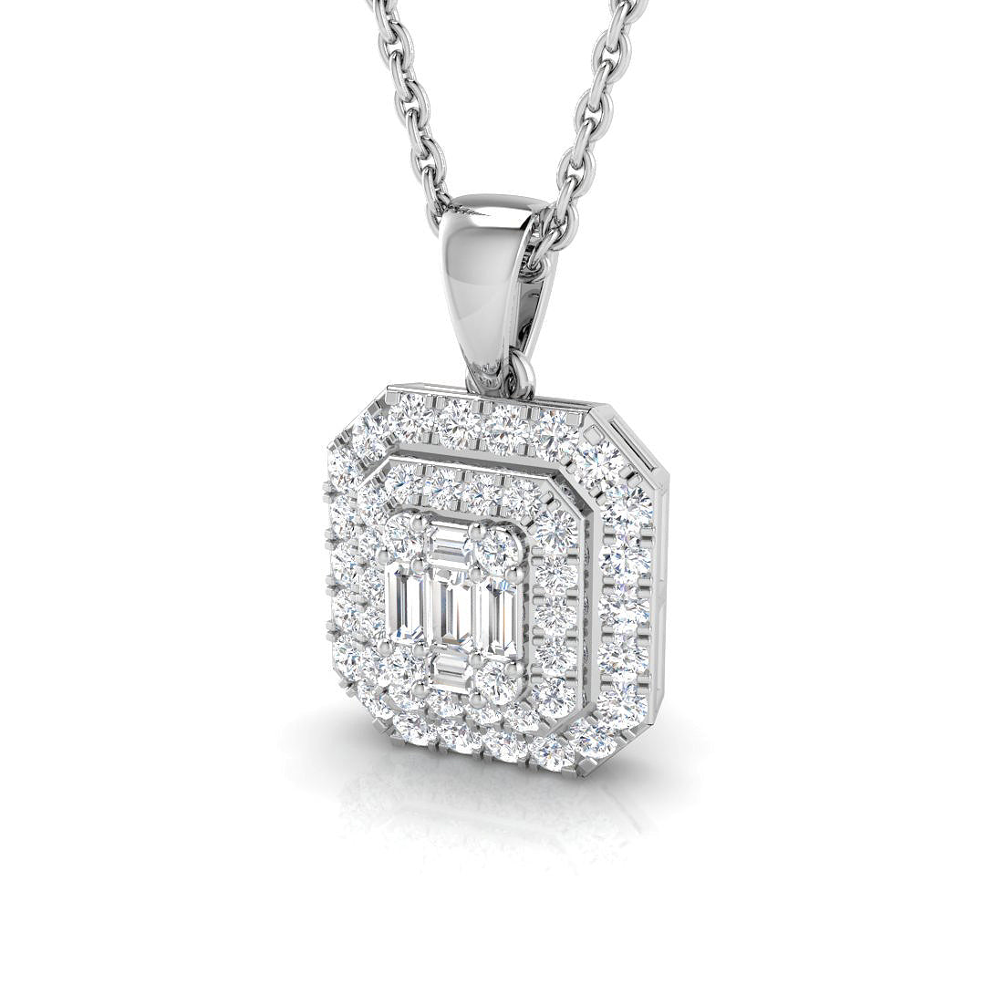 Oxalis Diamond Baguette & Brilliant Pendant 0.33ct Gold (Without Chain )