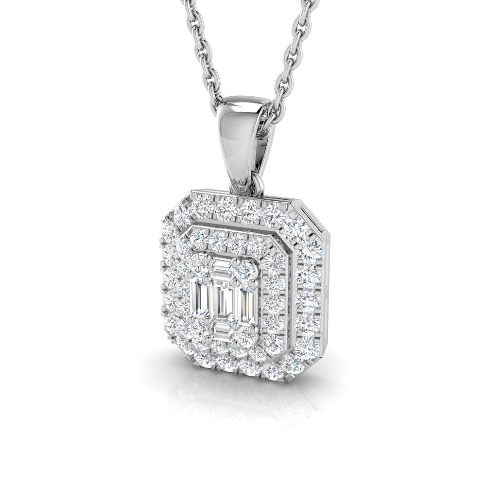 Oxalis Diamond Baguette & Brilliant Pendant 0.33ct Gold (Without Chain )