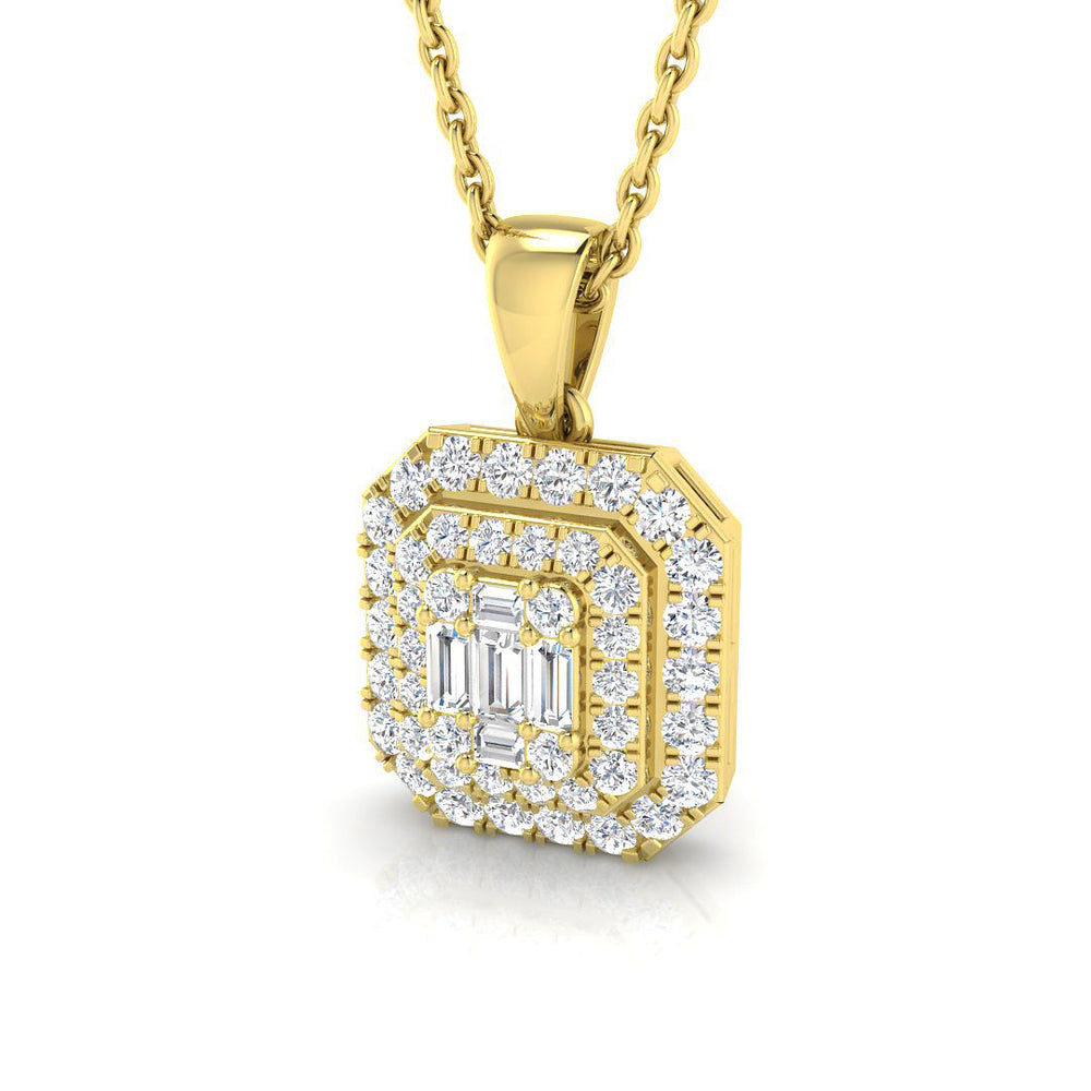 Oxalis Diamond Baguette & Brilliant Pendant 0.33ct Gold (Without Chain )