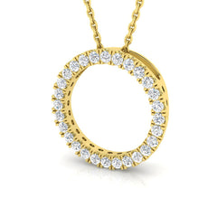 0.3 Ct D-E/VS Lab Grown Round Diamond Designer Pendant 9k Yellow Gold Ready To Ship