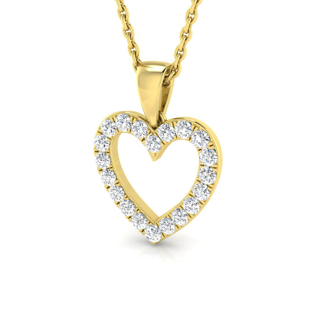 0.30 Ct D-E/VS Lab Grown Diamond Designer Pendant 9k Yellow Gold Ready To Ship