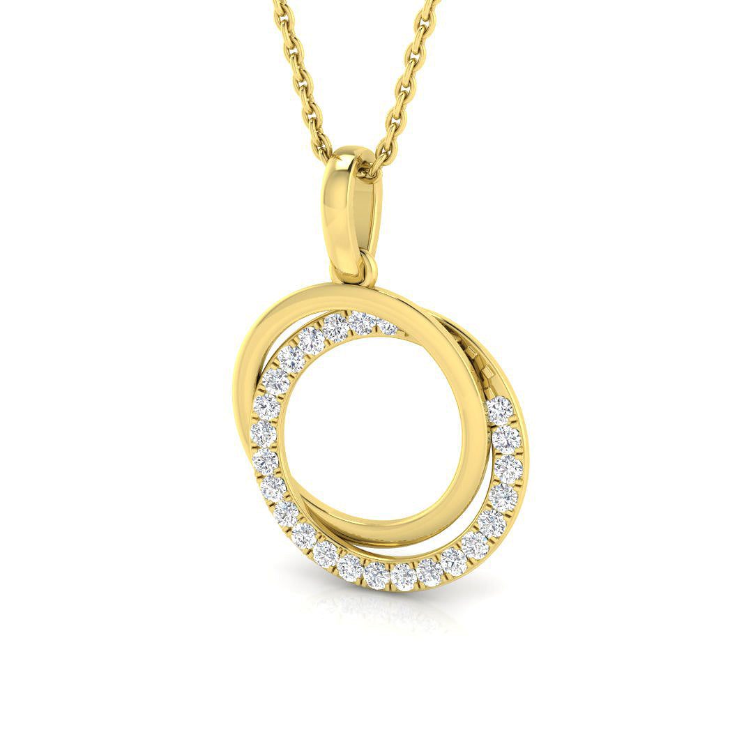0.30 Ct D-E/VS Lab Grown Diamond Designer Pendant 9k Yellow Gold Ready To Ship