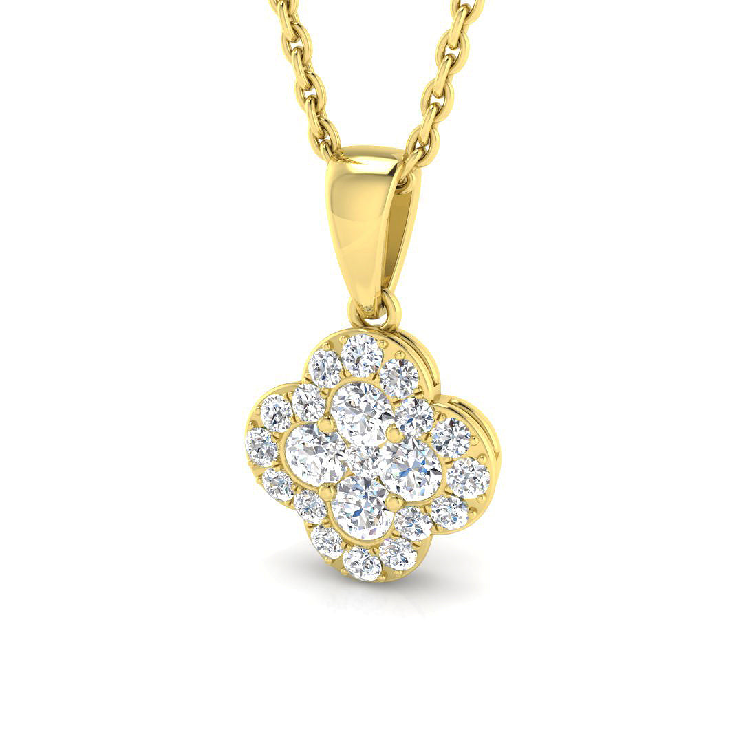Aralia Clover Pendant 0.3ct to 1.5ct Gold (Without Chain )