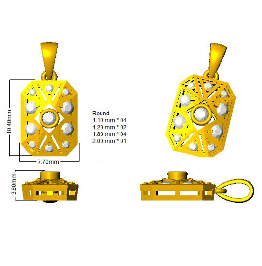 Geometric Diamond Pendant Necklace with Vintage Octagon Design Without Chain