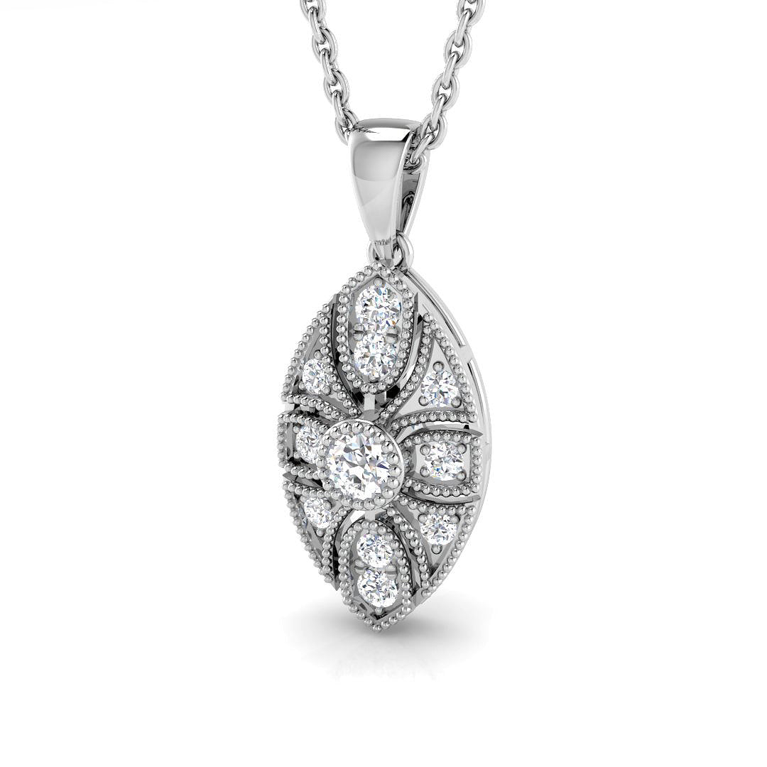 Lichen Vintage Pendant 0.15ct Diamond  Gold (Without Chain )