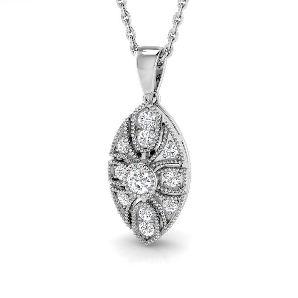 Lichen Vintage Pendant 0.15ct Diamond  Gold (Without Chain )