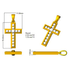 9ct Yellow Gold 0.24ct Lab Grown Diamond Cross Pendant
