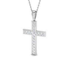 0.5 Carat D-E/VS Lab Grown Round Diamond Cross Pendant 9k White Gold ,Ready To Ship