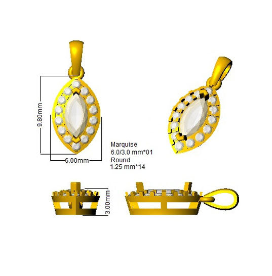 Sapphire Diamond Pendant UK – Marquise Halo Necklace | FineDiam