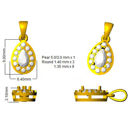 Cress Halo Diamond Pendant 0.33ct to 0.75ct Gold (Without Chain )
