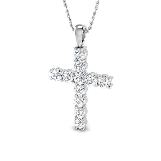 0.17ct – 5.68ct Round Diamond Prong Set Cross Pendant in Platinum