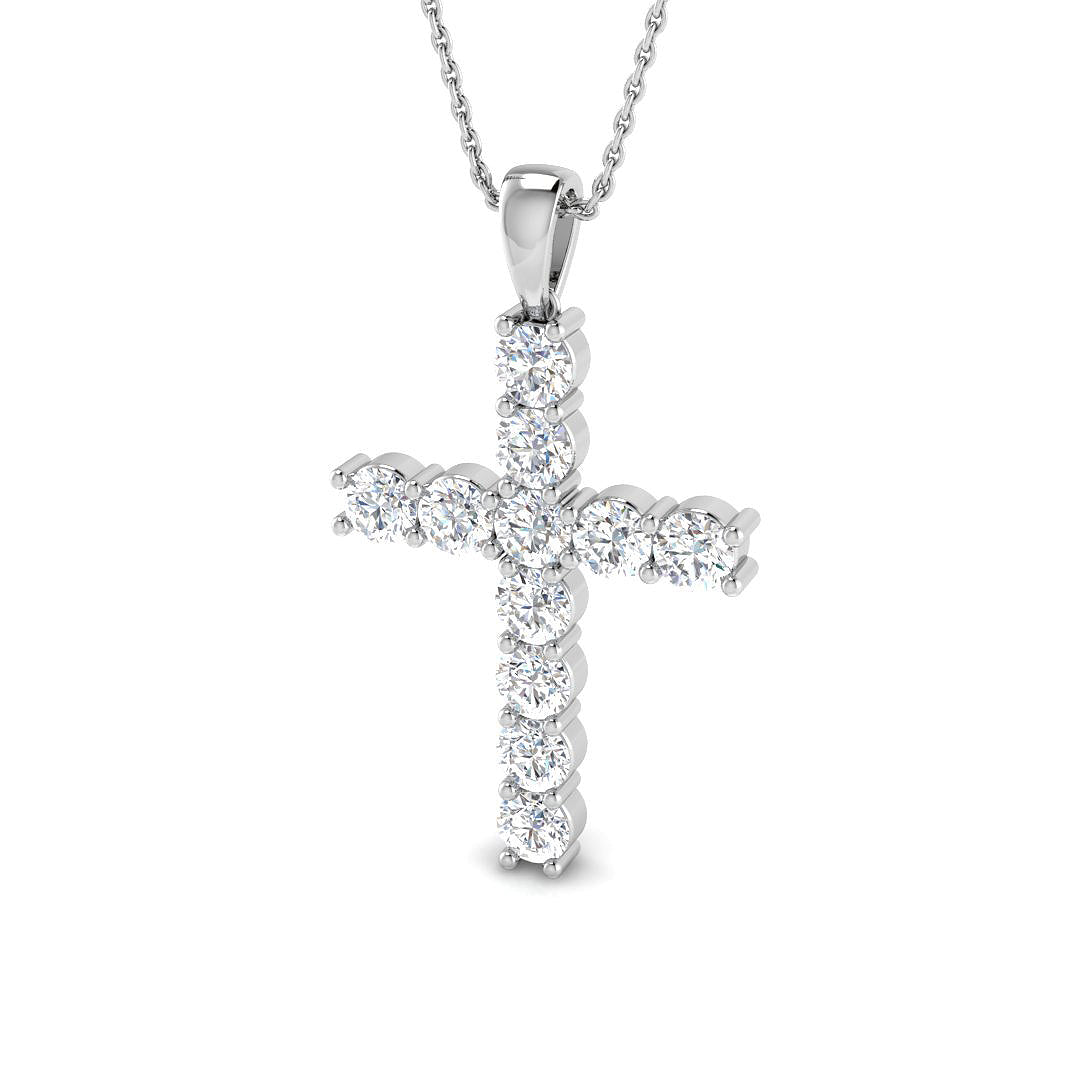 0.15ct – 5.50ct Round Diamond Prong Set Cross Pendant in Platinum