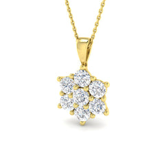 2.1 Carat D-E/VS Lab Grown Round Diamond Designer Pendant 9k Yellow Gold Ready To Ship