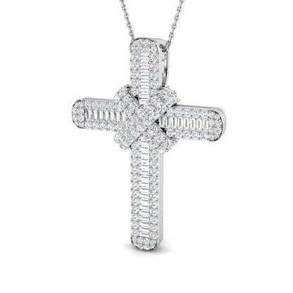 0.68ct – 13.64ct Baguette & Round Diamond X-Shaped Crossover Cross Necklace in 9k and 18k Gold