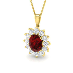 3.3 Carat D-E/VS Lab Grown Ruby & Diamond Designer Pendant 9k Yellow Gold Ready To Ship