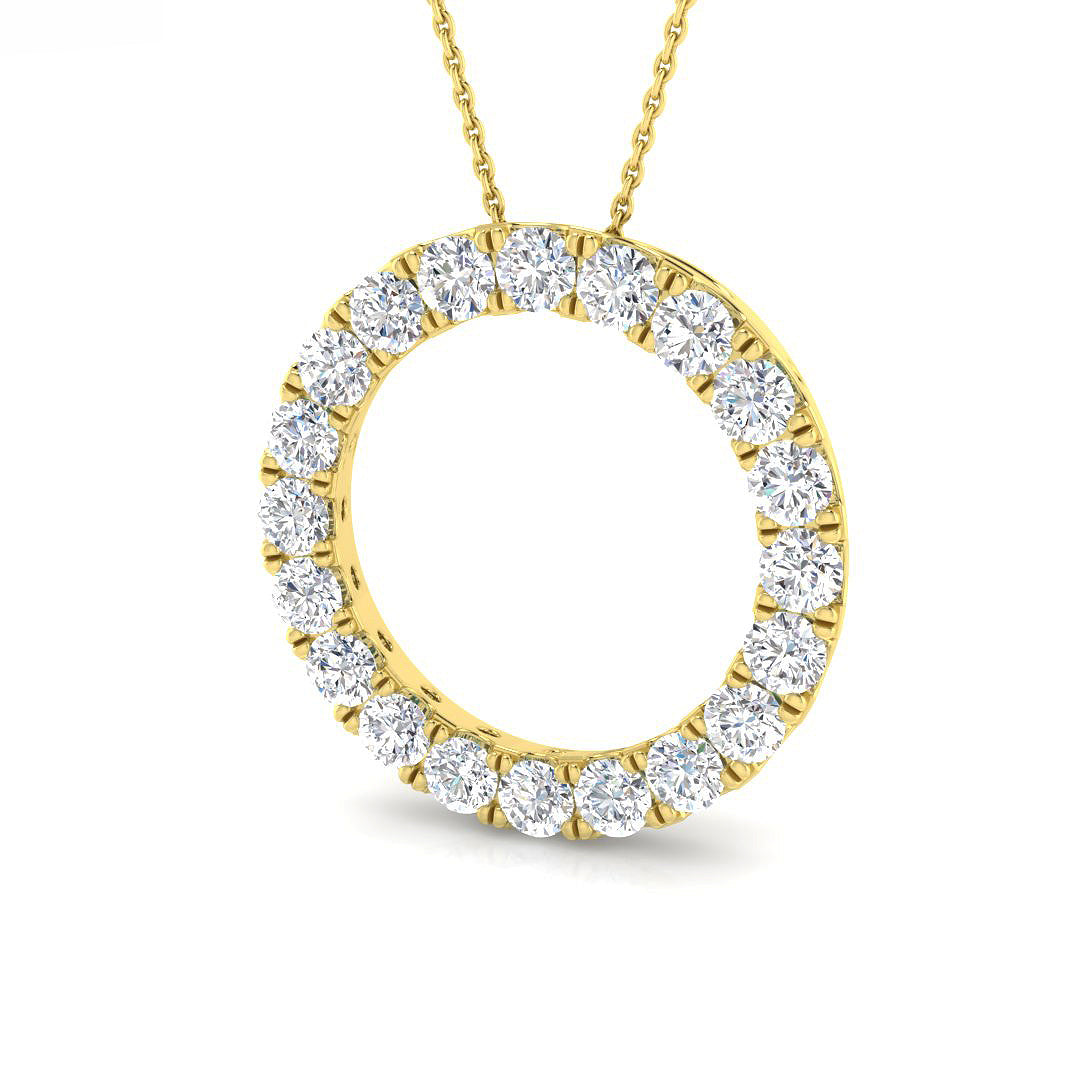 3.2 Carat D-E/VS Lab Grown Round Diamond Designer Pendant 9k Yellow Gold Ready To Ship