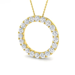 3.2 Carat D-E/VS Lab Grown Round Diamond Designer Pendant 9k Yellow Gold Ready To Ship