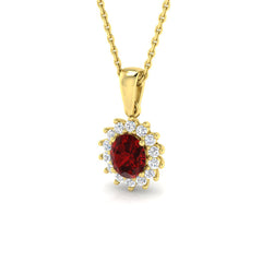 9ct Yellow Gold 0.93ct Natural Ruby & Diamond Pendant