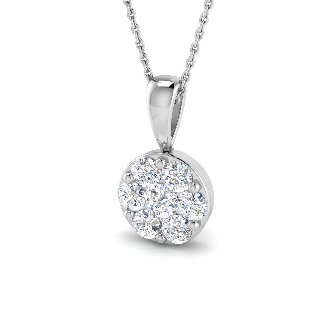 1.1 ct D-E/VS Lab Grown Round Diamond Designer Pendant 9k White Gold ,Ready To Ship