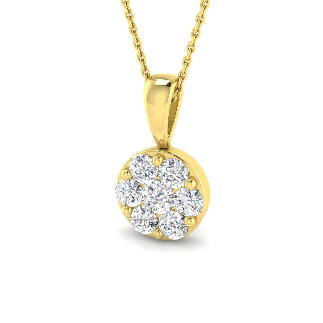 1.1 ct D-E/VS Lab Grown Round Diamond Designer Pendant 9k Yellow Gold ,Ready To Ship