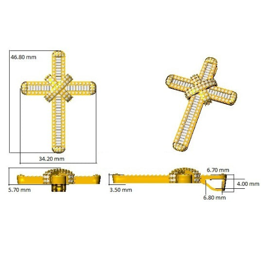 Pristine 3Ct Diamond Cross Pendant In 9K, 18K (White, Yellow, Rose Gold) With Complimentary Silver Chain