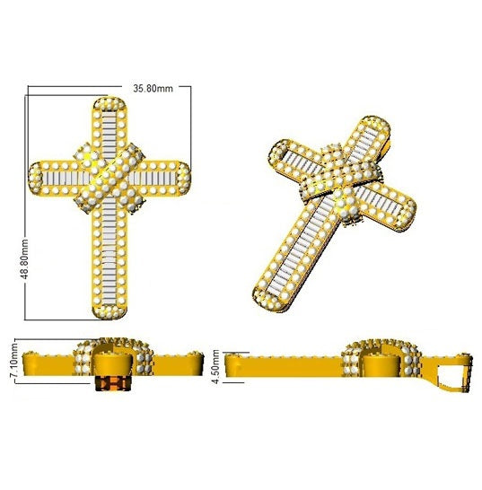 5Ct Baguette Diamond Cross Pendant with Round Diamond Border