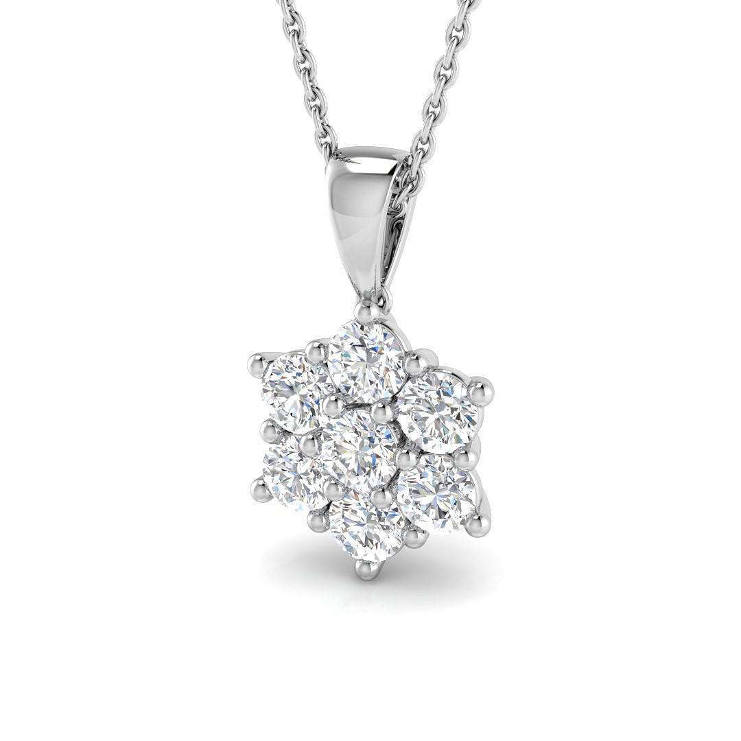 1.1 Carat D-E/VS Lab Grown Round Diamond Designer Pendant 9k White Gold |Ready To Ship