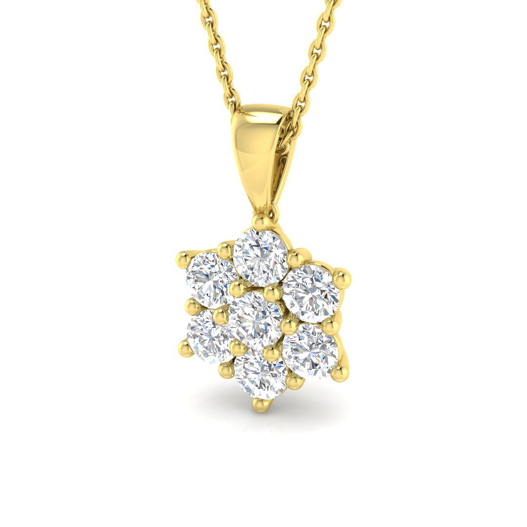 1.1 Carat D-E/VS Lab Grown Round Diamond Designer Pendant 9k Yellow Gold | Ready To Ship