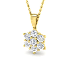 1.1 Carat D-E/VS Lab Grown Round Diamond Designer Pendant 9k Yellow Gold | Ready To Ship
