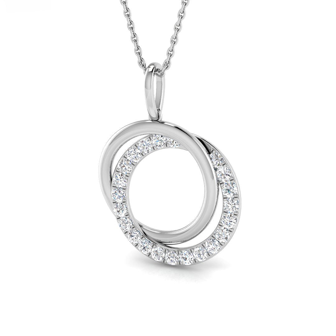 0.6 Ct D-E/VS Lab Grown Round Diamond Designer Pendant 9k White Gold Ready To Ship