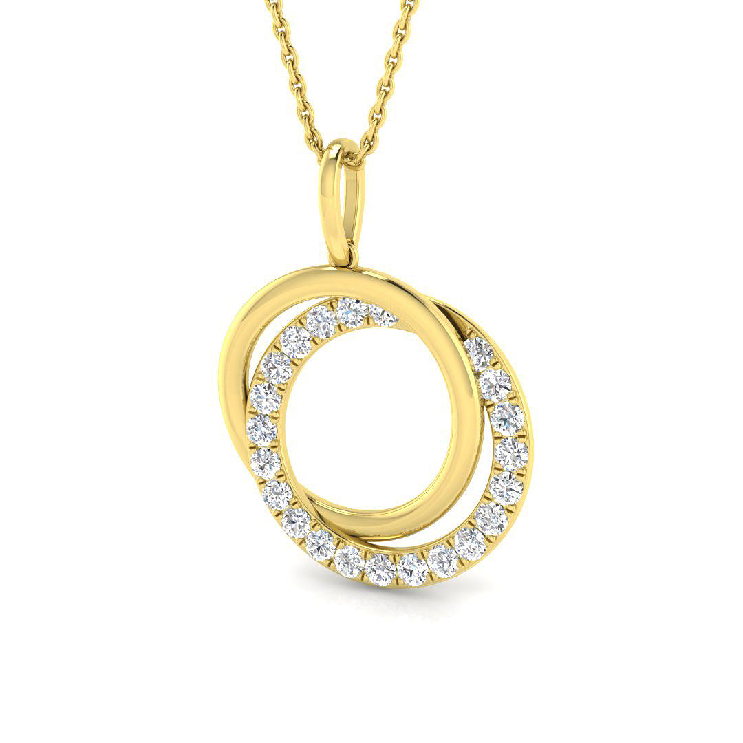 0.6 Ct D-E/VS Lab Grown Round Diamond Designer Pendant 9k Yellow Gold Ready To Ship