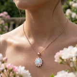 Opal Diamond Pendant UK – Oval Halo Pendant (Without Chain )