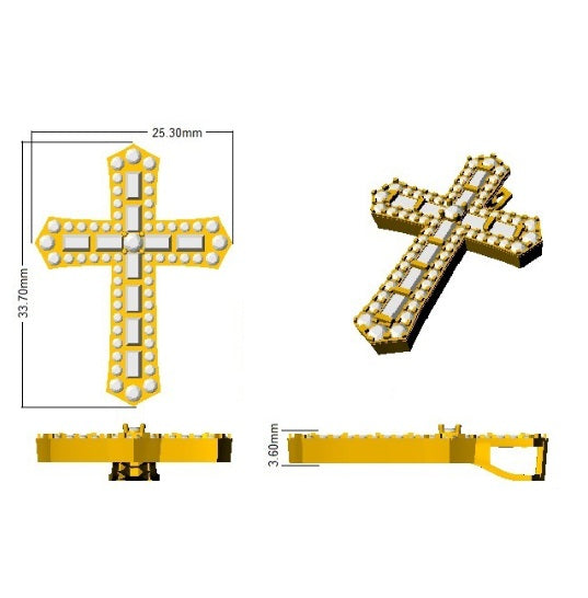 2Ct Baguette & Round Diamond Cross Pendant in Gold or Platinum