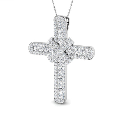 0.68ct – 9.50ct Round Diamond Pavé Set Cross Necklace in 9k and 18k Gold