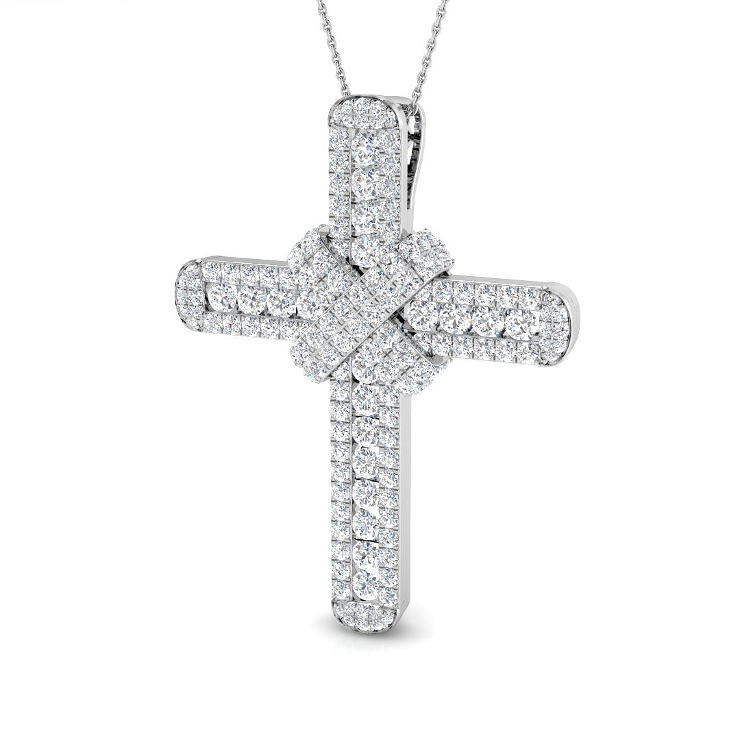 0.60ct – 9.50ct Round Diamond Pavé Set Cross Necklace in Platinum
