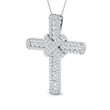 0.60ct – 9.50ct Round Diamond Pavé Set Cross Necklace in 9k and 18k Gold