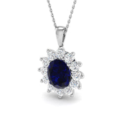 4.5 Carat D-E/VS Lab Grown Sapphire & Diamond Designer Pendant 9k White Gold Ready To Ship
