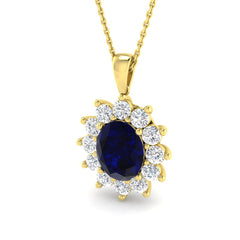 4.5 Carat D-E/VS Lab Grown Sapphire & Diamond Designer Pendant 9k Yellow Gold Ready To Ship