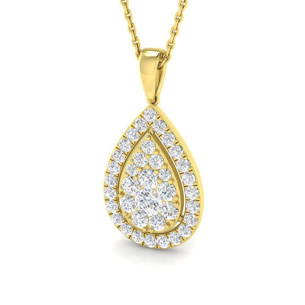 Chloe Cluster Diamond Necklace 1ct Gold (Without Chain )