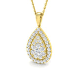 Chloe Cluster Diamond Necklace 1ct Gold (Without Chain )