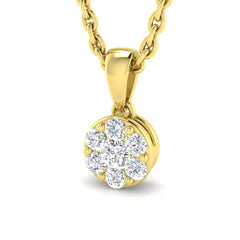 9ct Yellow Gold 0.07ct Natural Diamond Cluster Pendant