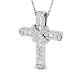 0.40ct – 0.60ct Baguette & Round Cut Diamond Cross Pendant in Gold or Platinum