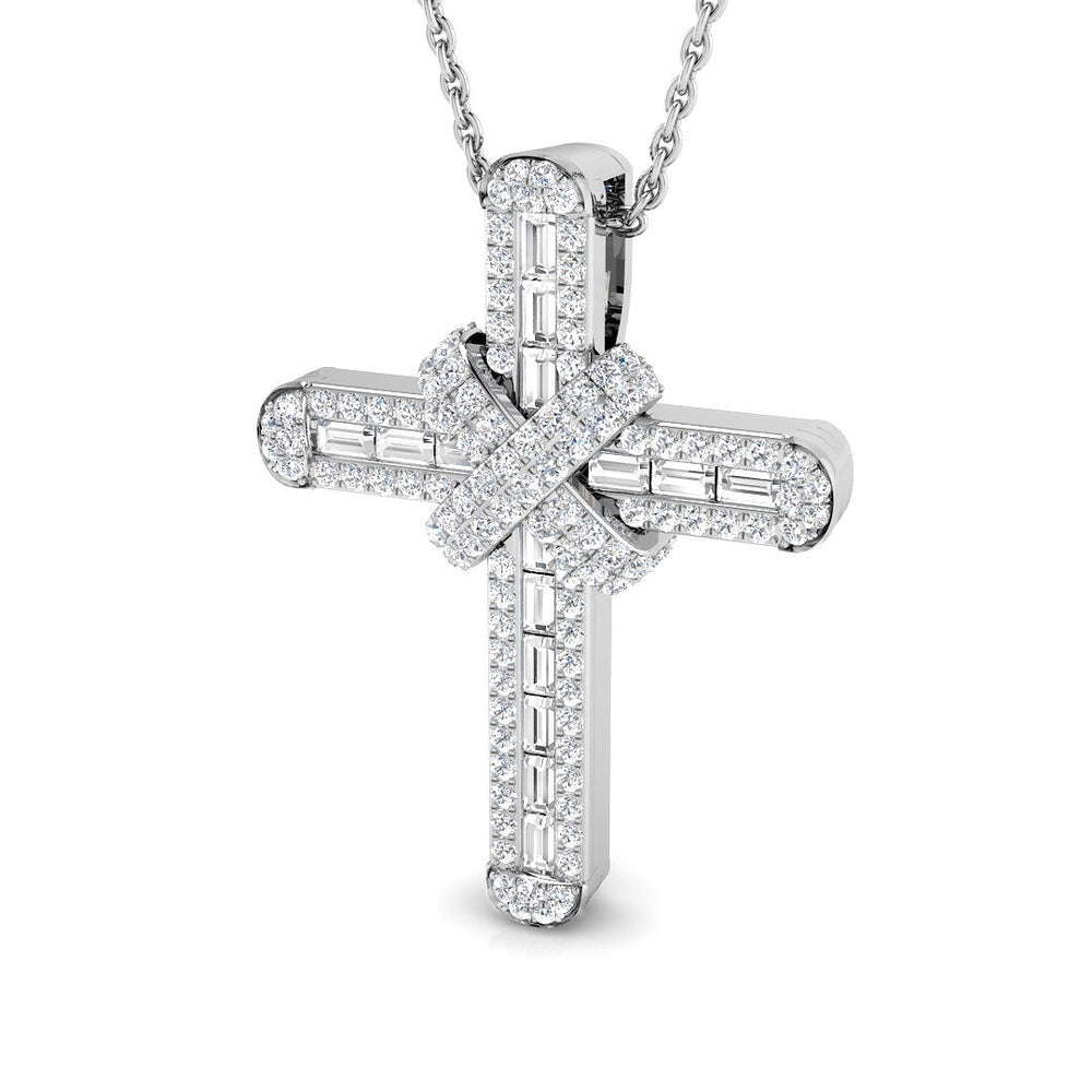 Sacred 0.5Ct Diamond Cross Pendant In 9K, 18K (White, Yellow, Rose Gold) With Complimentary Silver
