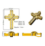 Halskette mit X-förmigem Kreuzanhänger, besetzt mit Baguette- und Runddiamanten (0,60 ct – 13,50 ct) in 9- und 18-karätigem Gold.