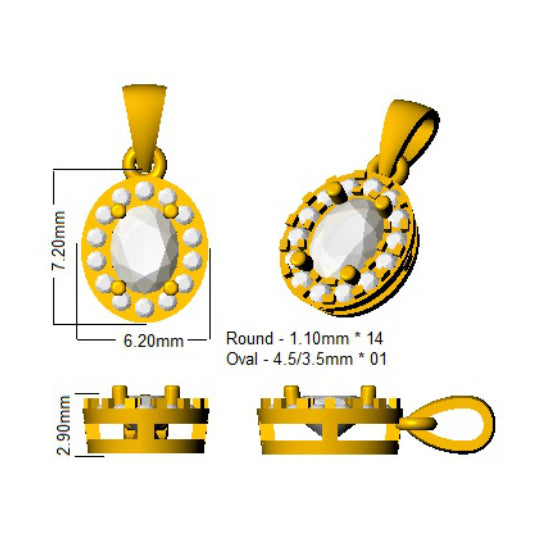 Ruby Gold Pendant UK | Oval Diamond Halo Necklace Without Chain