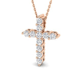 0.25ct – 5.00ct Round Diamond Prong Set Cross Pendant in 9k and 18k Gold