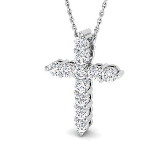 0.25ct – 5.28ct Round Diamond Prong Set Cross Pendant in Platinum