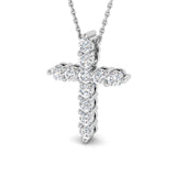 Regalia 0.75Ct Diamond Cross Pendant In 9K, 18K (White, Yellow, Rose Gold) With Complimentary Silver
