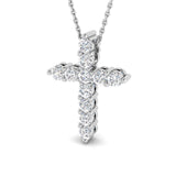 0.25ct – 5.00ct Round Diamond Prong Set Cross Pendant in 9k and 18k Gold