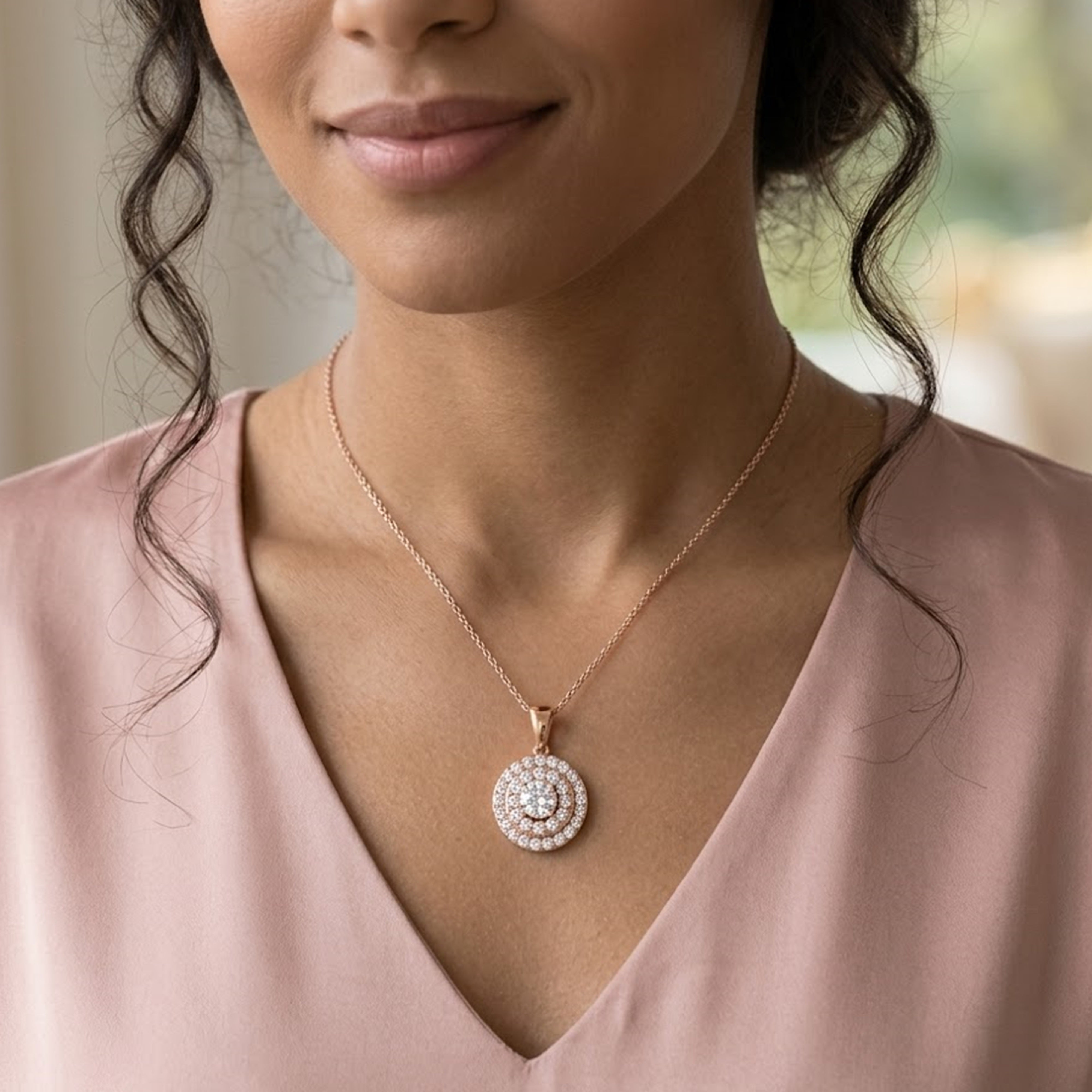 Spiral Diamond Pendant Necklace | Lab-Grown & Natural Diamond Necklace